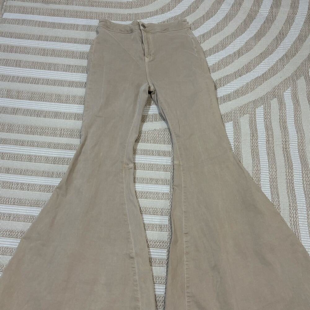 Free People Flare Bell Bottom Beige Jeans Women's Size 25 Y2K Boho Cottage